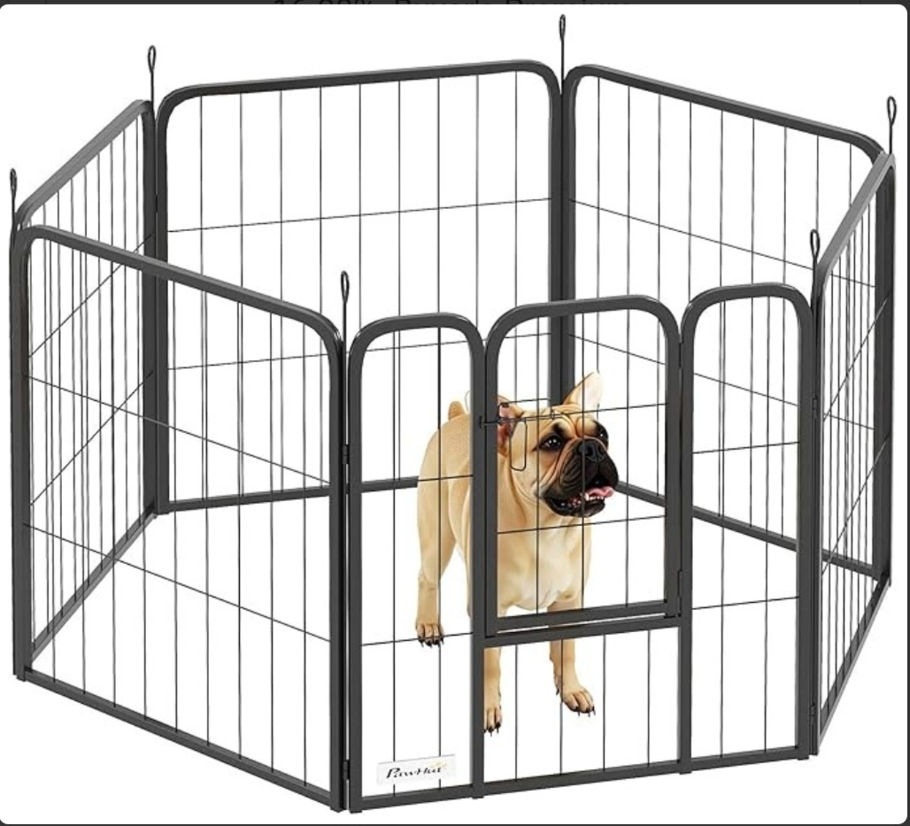 Portable 6-Panel Pet Playpen - Black