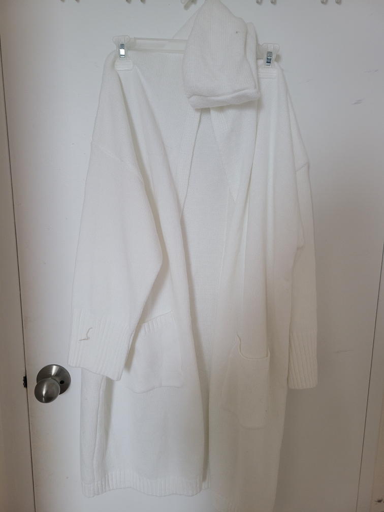 White Knit Cardigan with Detachable Hood