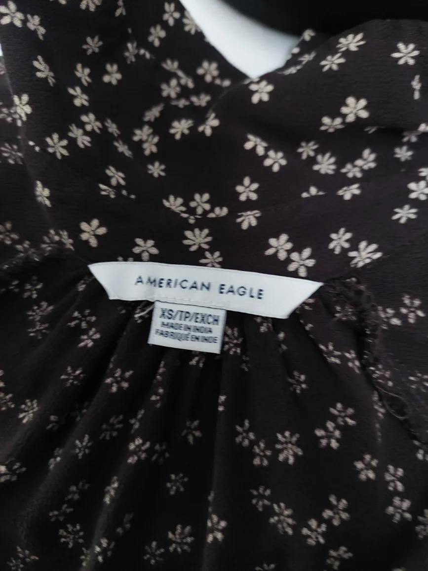 Dark Brown Floral Button-Up Blouse 100% Viscose image indicator(5)