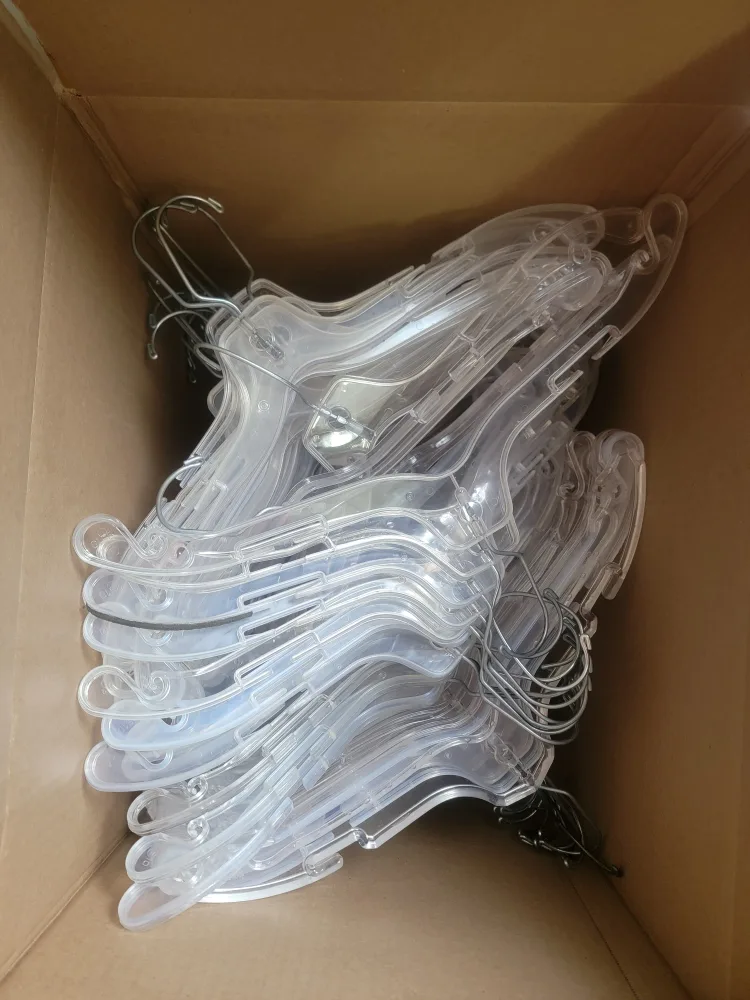 Bulk Lot of Clear Plastic Clothes Hangers image indicator(2)
