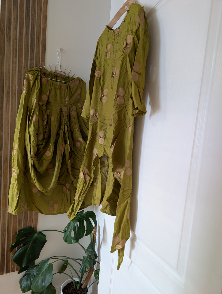 Olive Green Kurti and Skirt Set