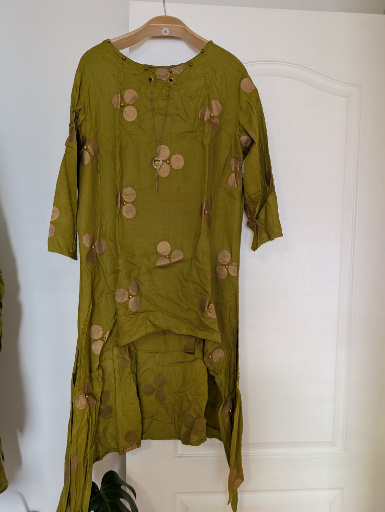 Olive Green Kurti and Skirt Set - photo 2