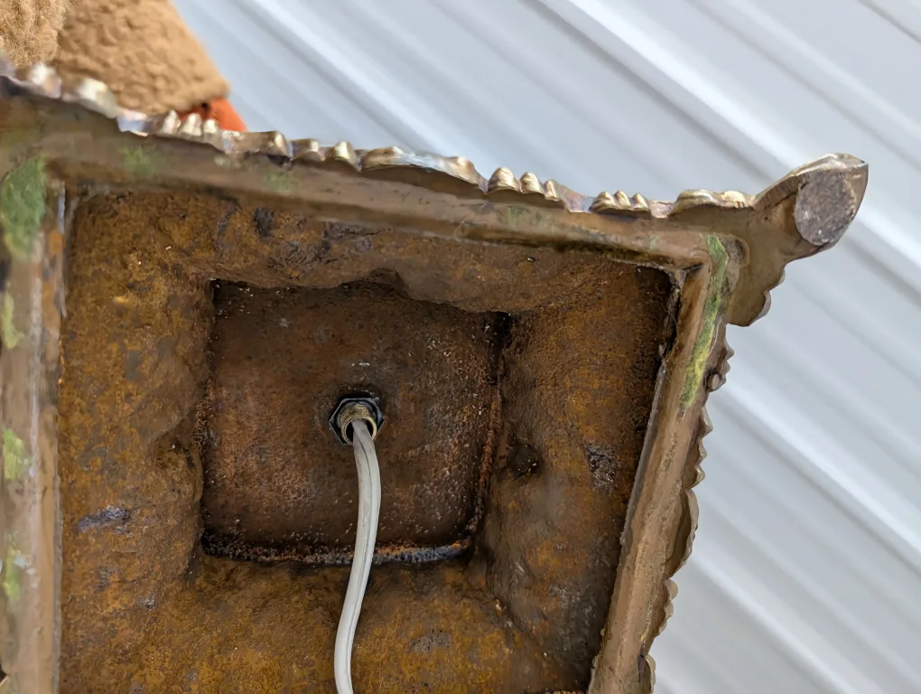 Vintage Table Lamp Ornate Base and Enamel Florals Wire Shade 🧡 image indicator(6)