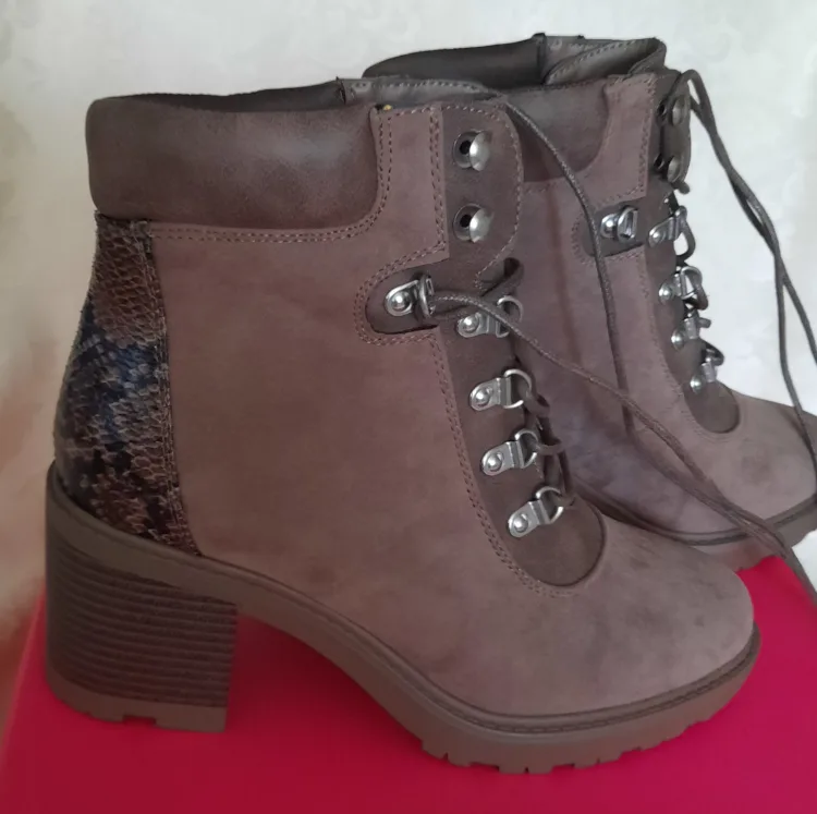 Brown Snake Print Ankle Boots image indicator(3)