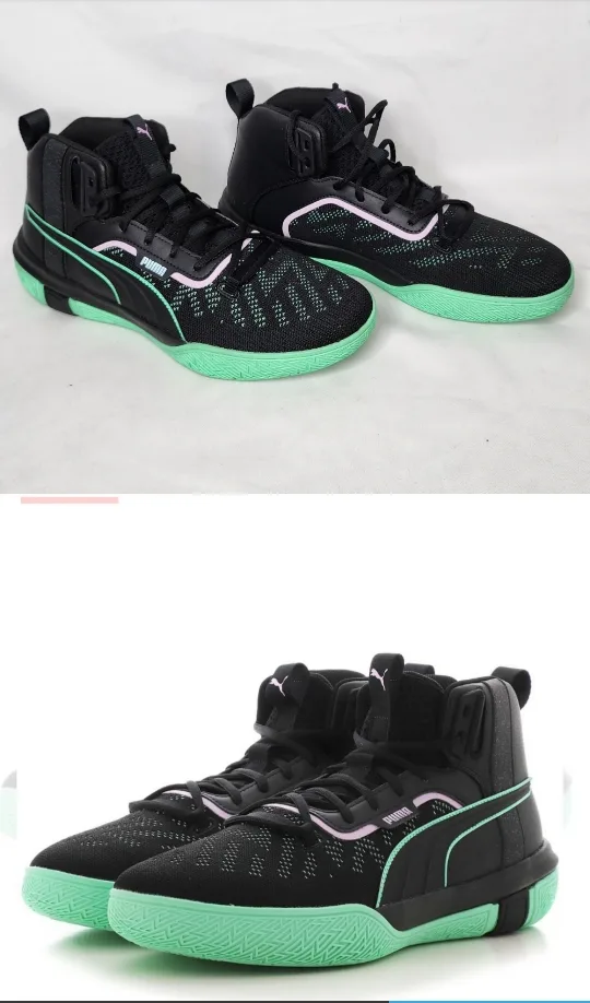 Puma Men's Basketball Shoes - Black & Mint Green image indicator(6)