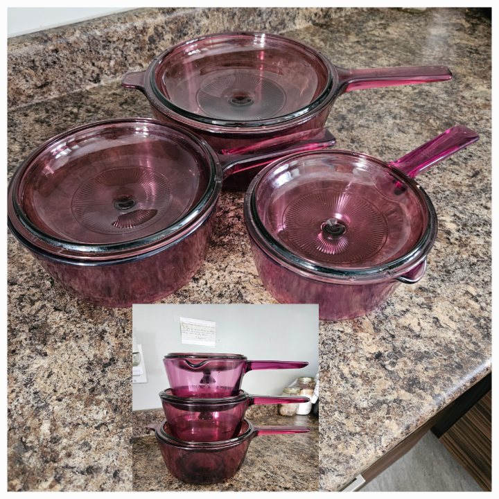 Vintage Purple Glass Cookware Set