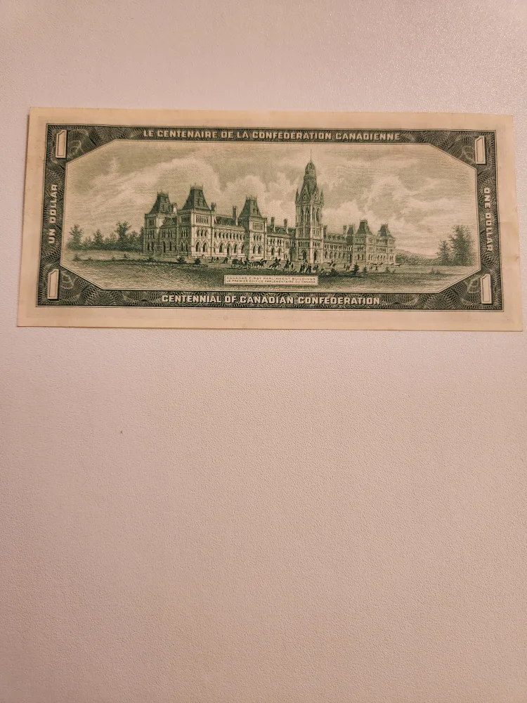 1967 Canadian Centennial One Dollar Bill image indicator(2)