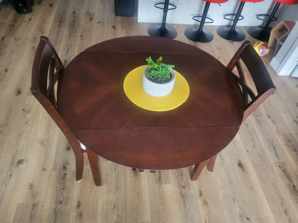 Small Wooden Dining Table Set with Two Chairs