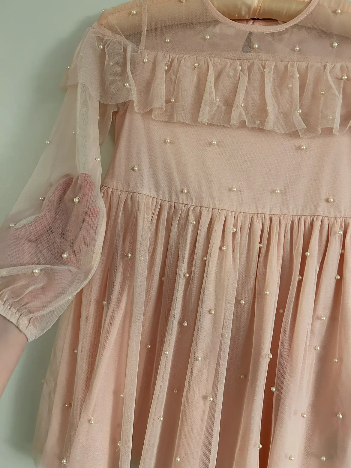 NEXT (England) Elegant dress with pearls. 6-9years(116-226cm) image indicator(4)