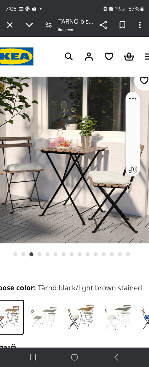 IKEA TÄRNÖ Bistro Set - Table and Two Chairs
