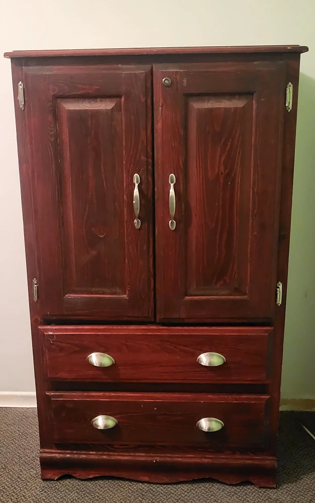 Dark Wood Armoire with Drawers