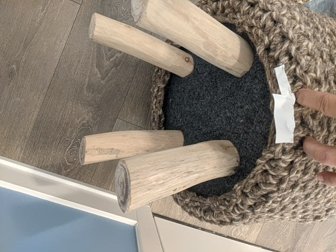 Hand-Crocheted Round Foot Stool