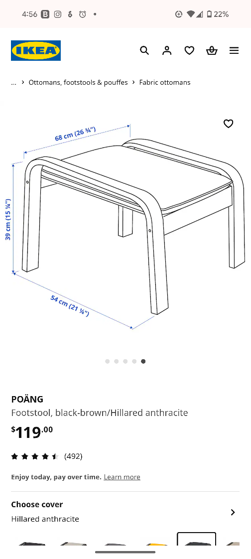 IKEA POÄNG Footstool - Black-Brown/Hillared Anthracite - photo 2