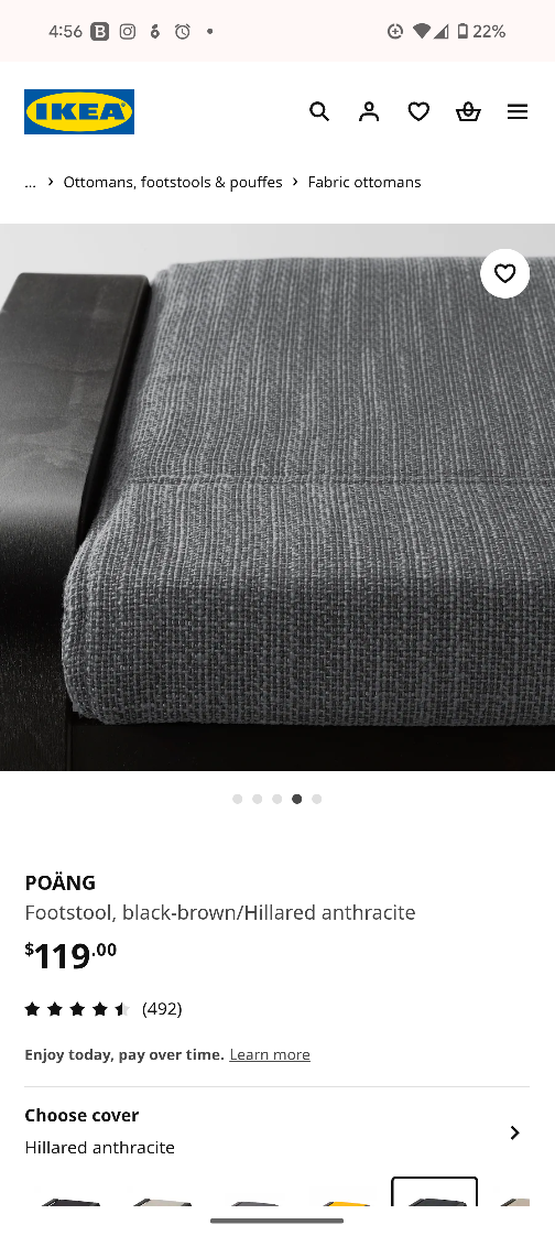 IKEA POÄNG Footstool - Black-Brown/Hillared Anthracite - photo 3