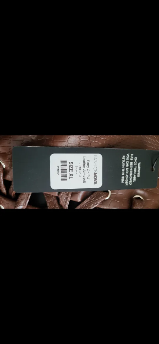 Fashion Nova Brown Leather Jumpsuit Size L image indicator(4)