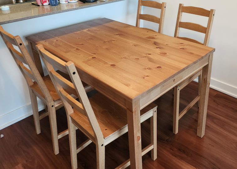 Wooden Dining Table Set with Four Chairs