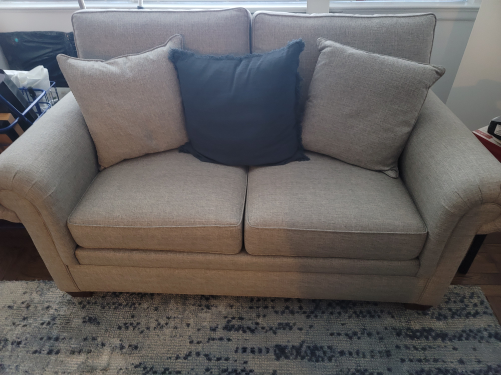 Light Beige Loveseat with Rolled Arms
