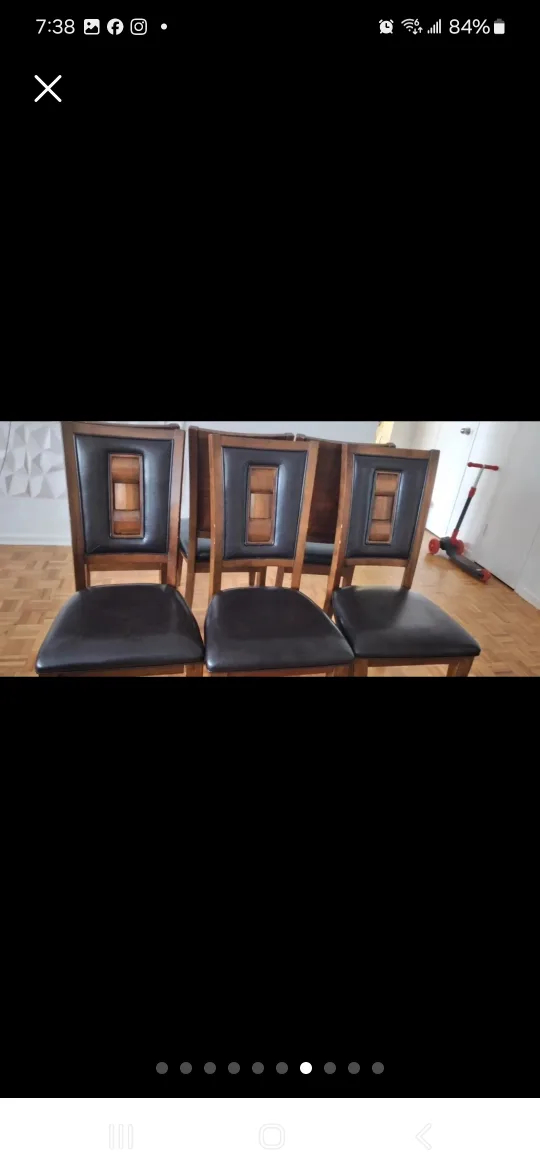 Dark Brown Wood Dining Table with Glass Top image indicator(7)