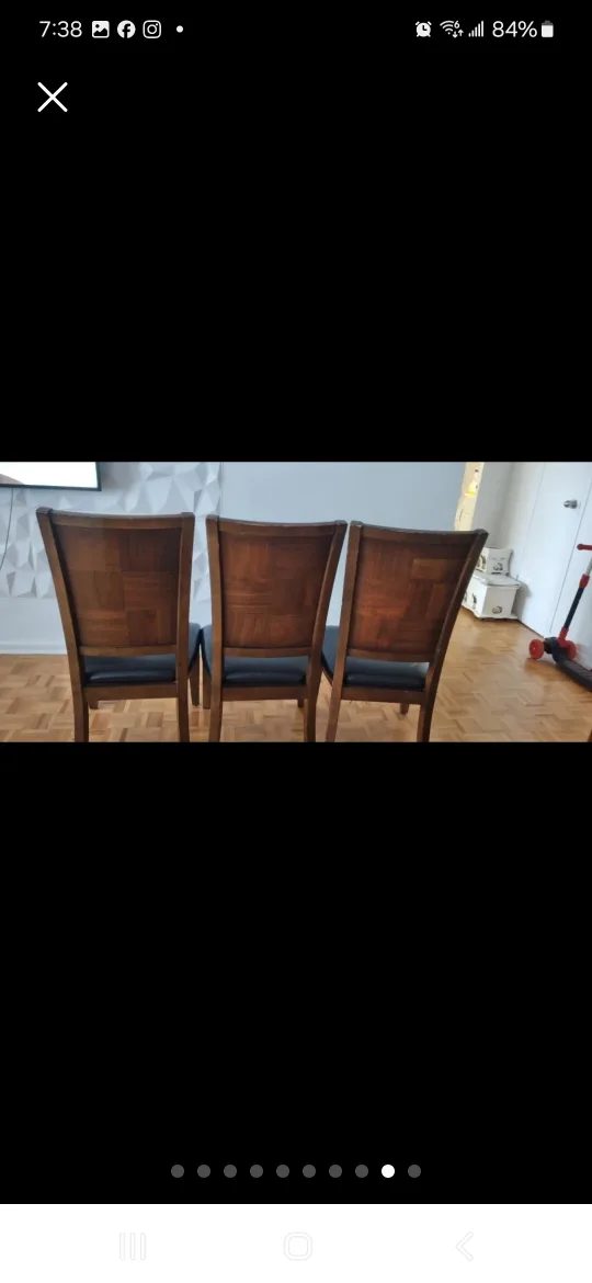 Dark Brown Wood Dining Table with Glass Top image indicator(8)