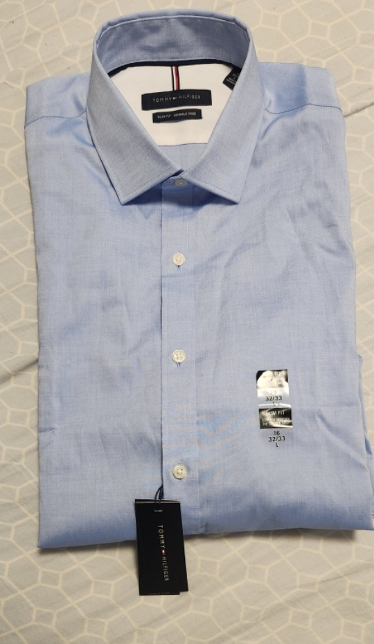Tommy Hilfiger Men's Slim Fit Light Blue Dress Shirt - Size L - photo 3