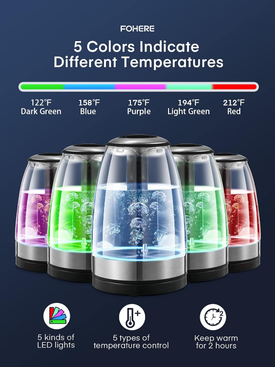 Electric Kettle, 1.7L with 5 Temperature Control - photo 2