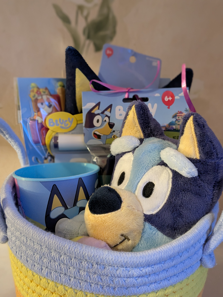 Bluey Gift Basket - Plush Toy, Cup, & More!