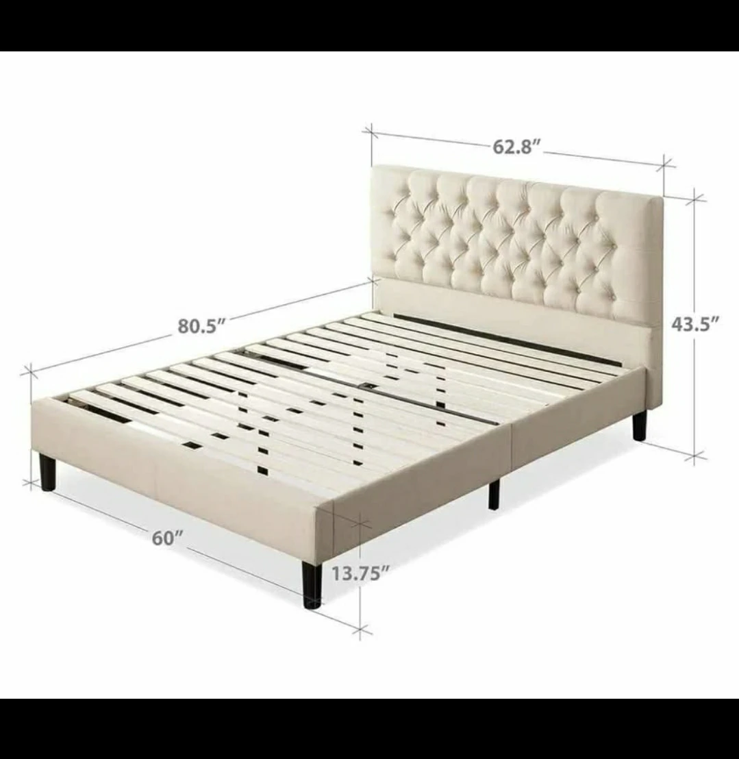 Queen Upholstered Bed Frame with Button Tufting - photo 3