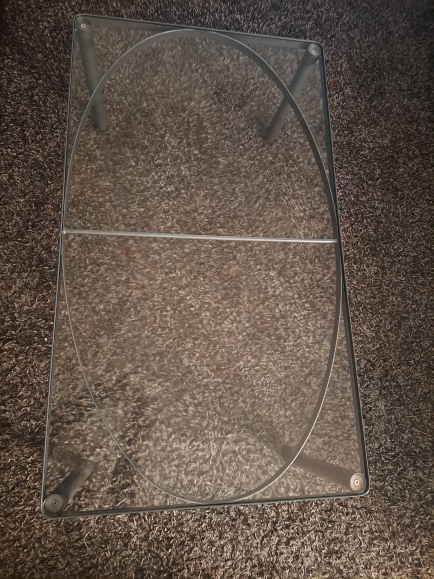 Glass Coffee Table with Metal Frame