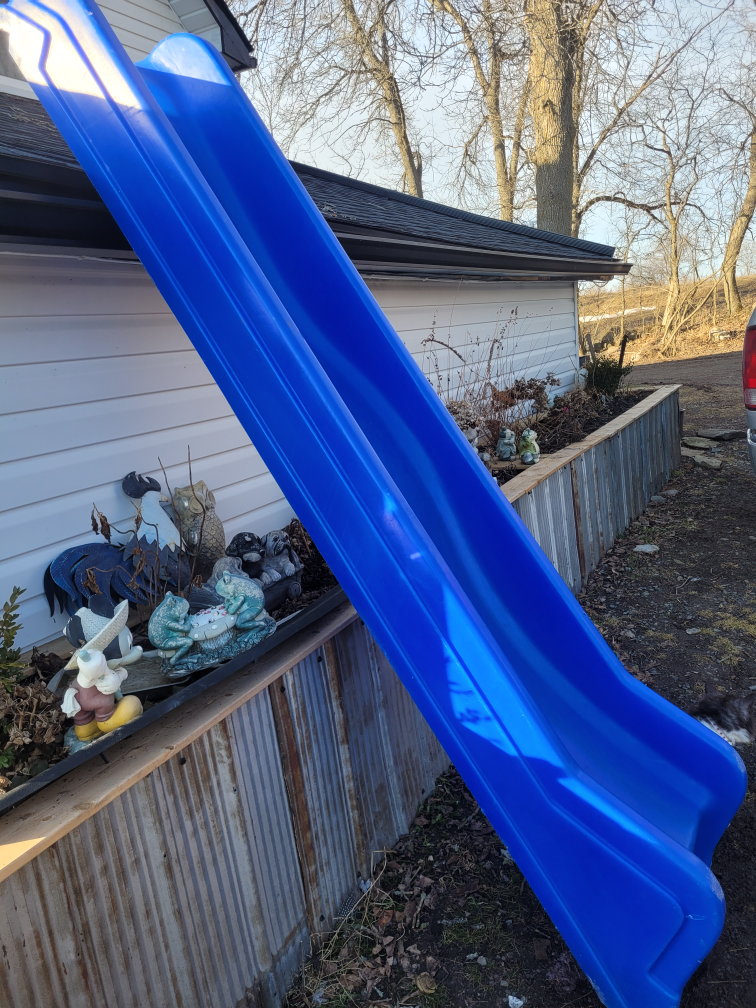 Blue Plastic Playground Slide
