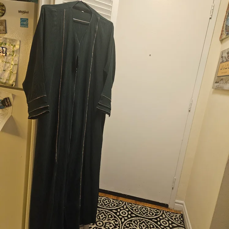 Elegant Emerald Green Abaya with Rose Gold Detailing image indicator(2)