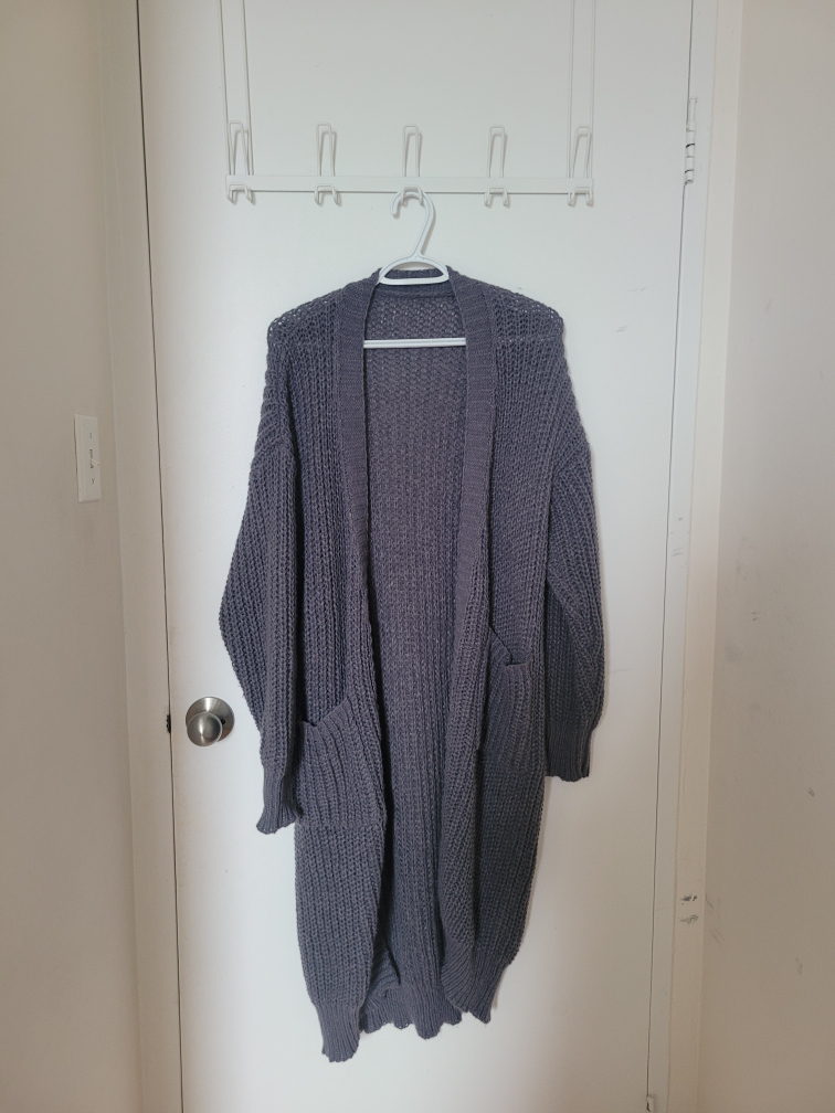 Long Grey Knit Cardigan