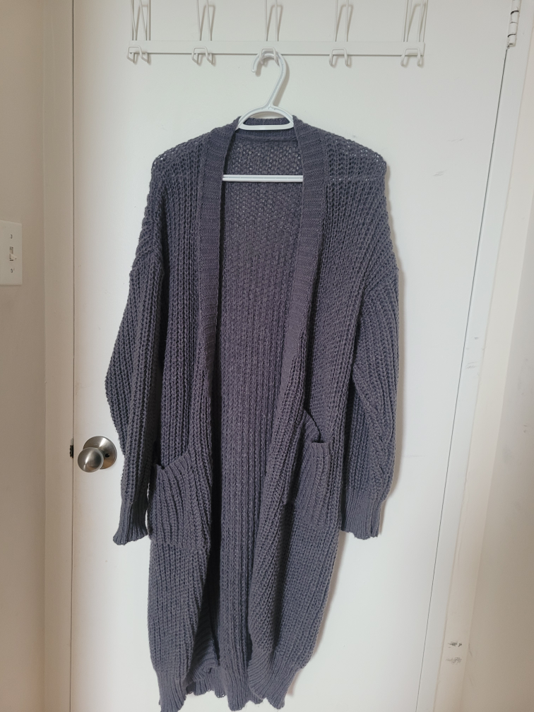 Long Grey Knit Cardigan - photo 2
