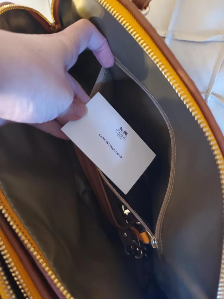 New with tag Coach Burnt Camel Ostrich Leather Handbag image indicator(9)