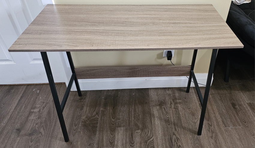 Simple Writing Desk with Black Metal Legs