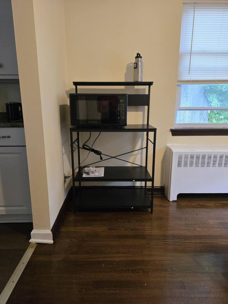 Black Microwave Stand with Outlet