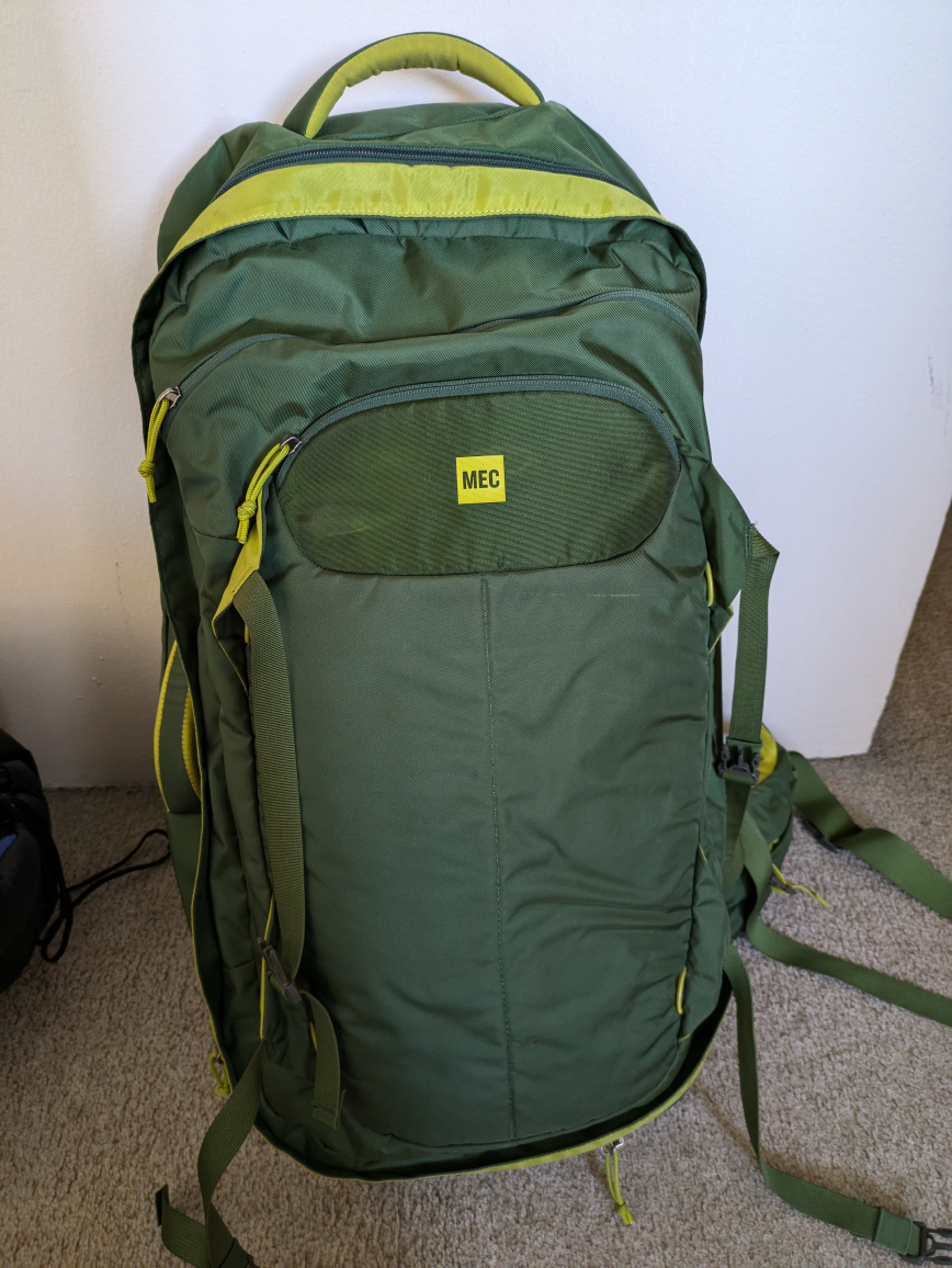 MEC 50L Travel Backpack - Green and Yellow