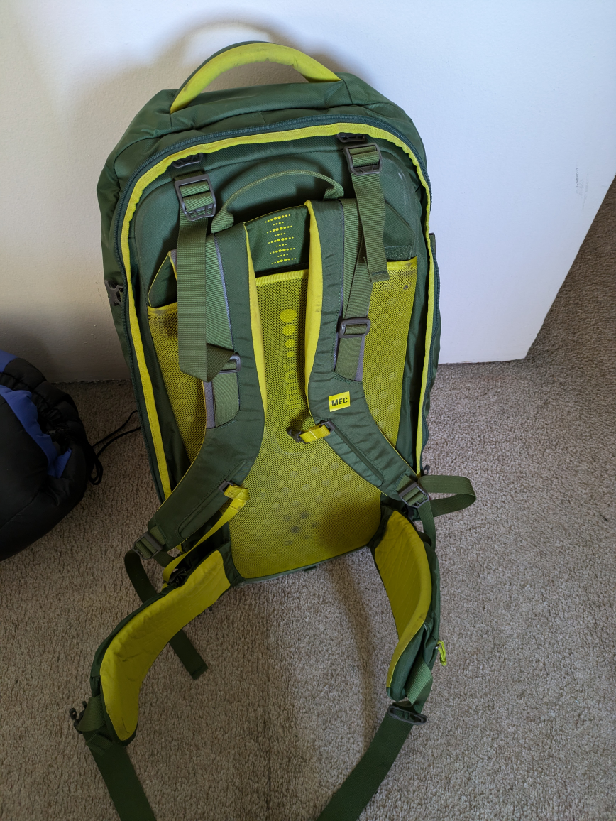 MEC 50L Travel Backpack - Green and Yellow - photo 3