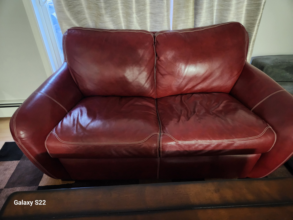 Red Leather Sofa and Loveseat Set
