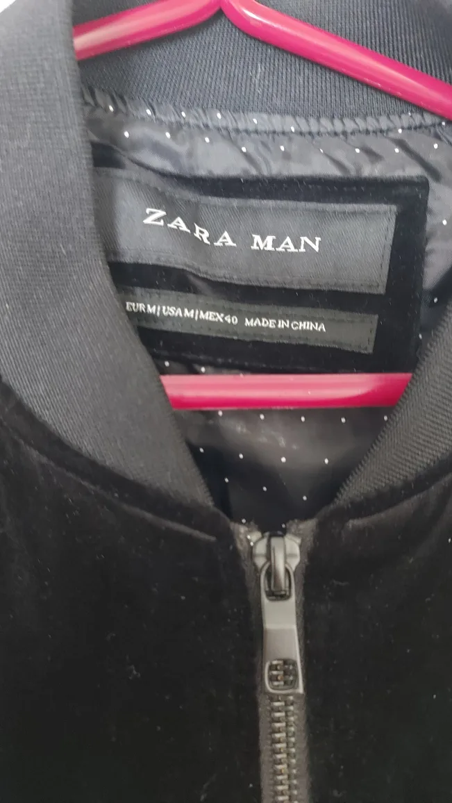 Zara Man Black Velvet Bomber Jacket - Size M image indicator(2)