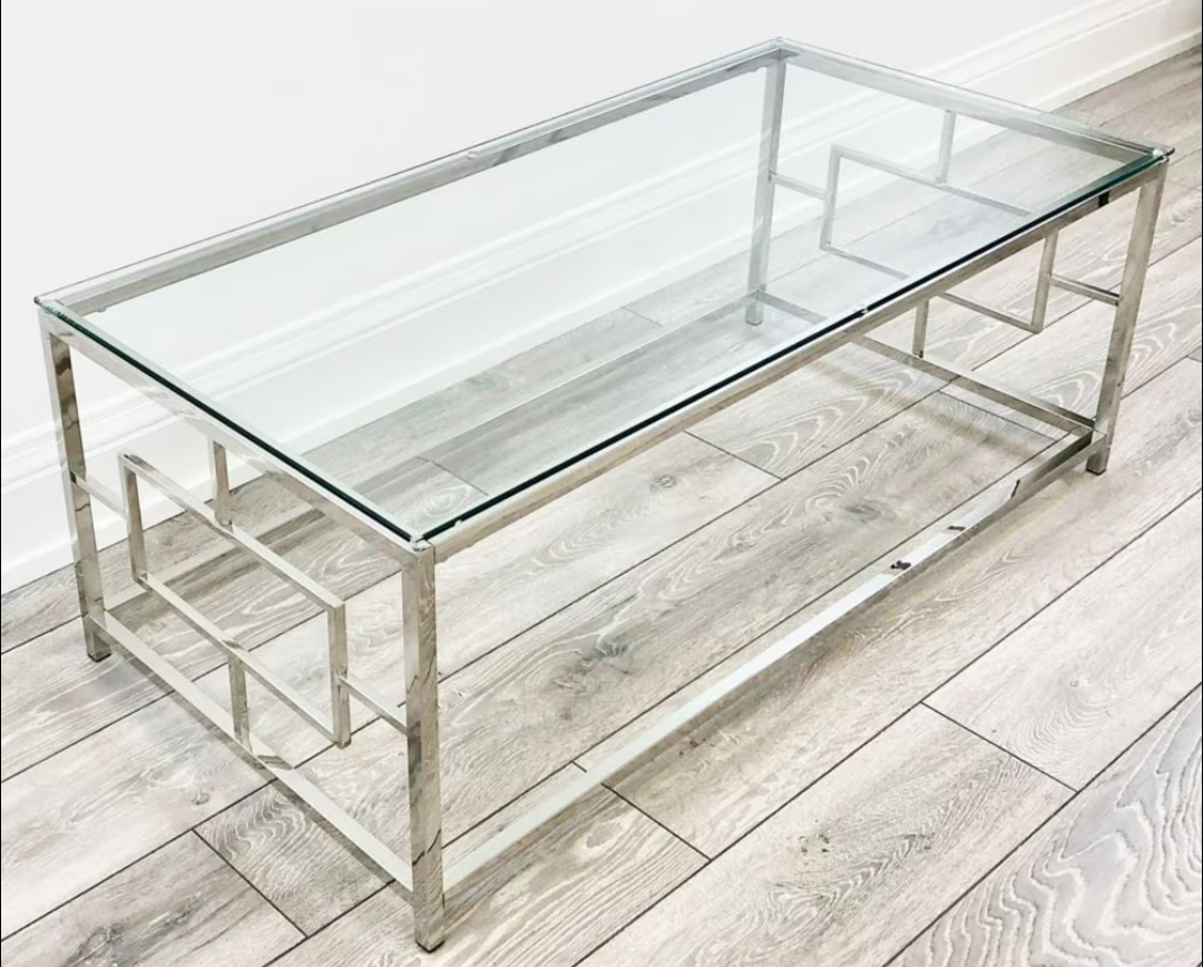 Best offer Modern Glass Coffee Table with Chrome Frame