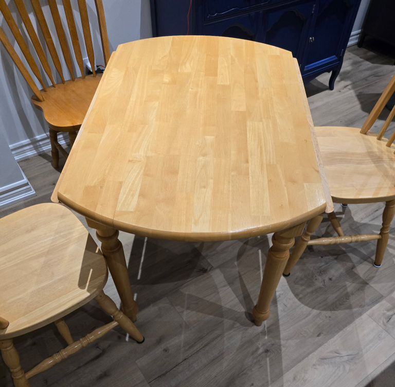 Wooden Drop Leaf Table and Chairs Set