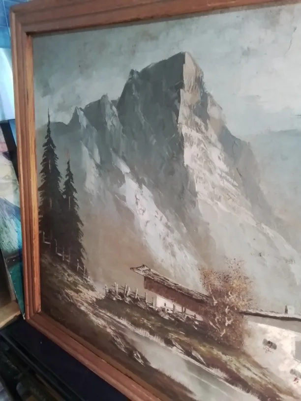 Vintage Signed Schabl Mountain Landscape Painting image indicator(2)