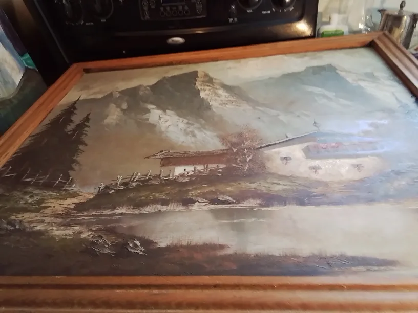 Vintage Signed Schabl Mountain Landscape Painting image indicator(5)