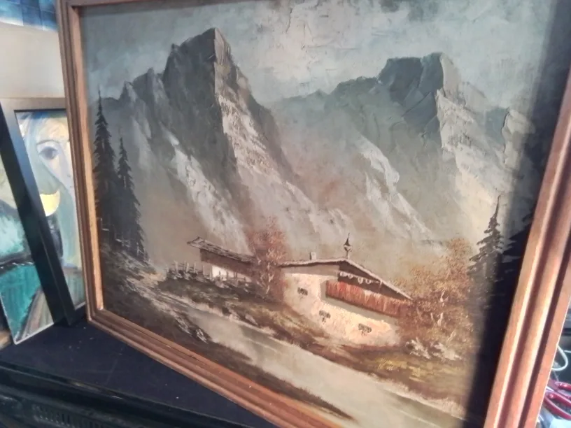 Vintage Signed Schabl Mountain Landscape Painting image indicator(7)