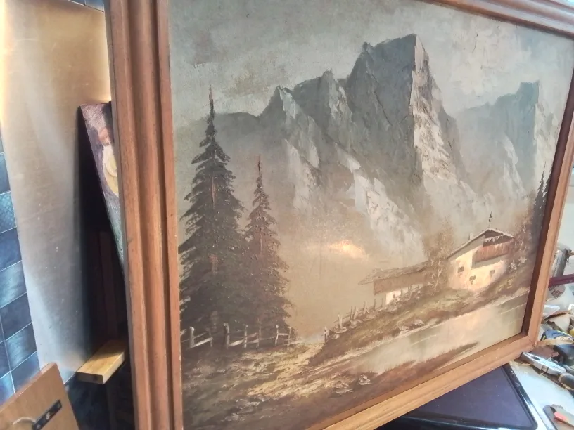 Vintage Signed Schabl Mountain Landscape Painting image indicator(8)