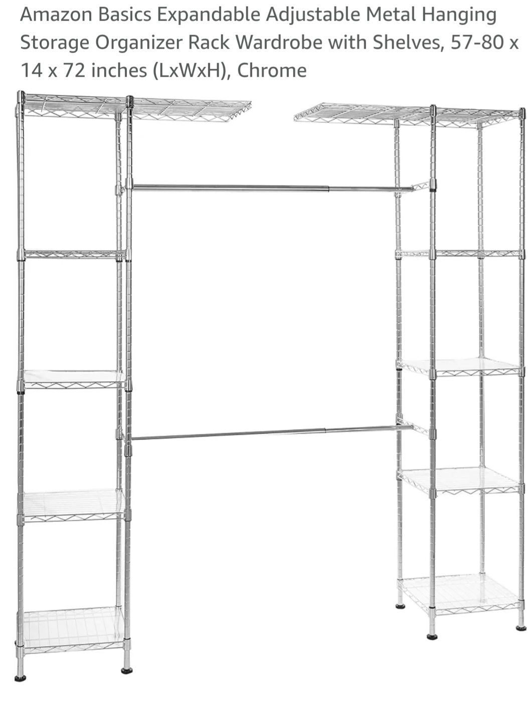 Amazon Basics Expandable Adjustable Metal Hanging Wardrobe - photo 3
