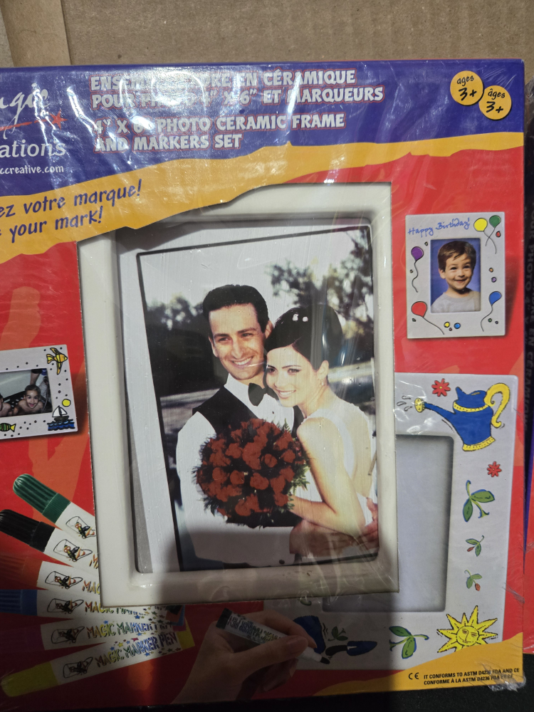 Two 4" x 6" Ceramic Photo Frame and Markers Set