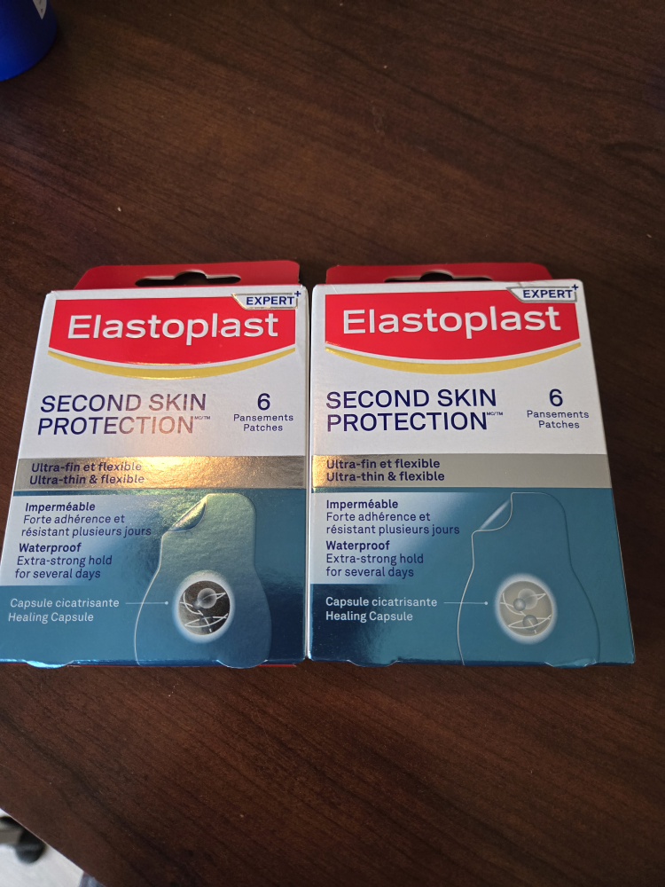 Two boxes of Elastoplast Second Skin Protection Patches