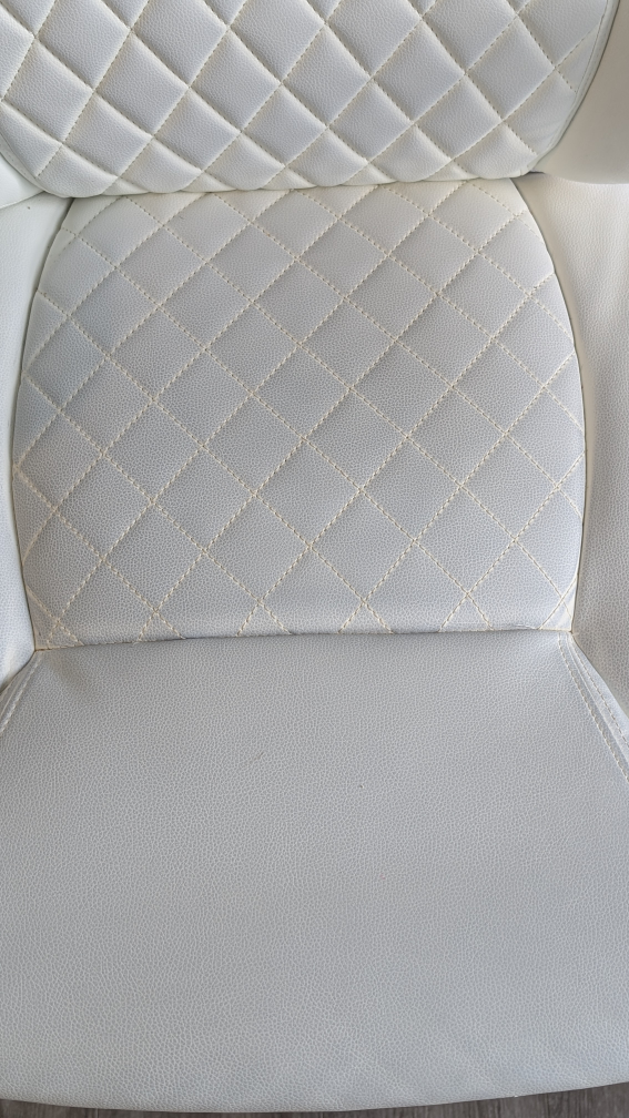 White Leather Office Chair with Armrests - photo 2