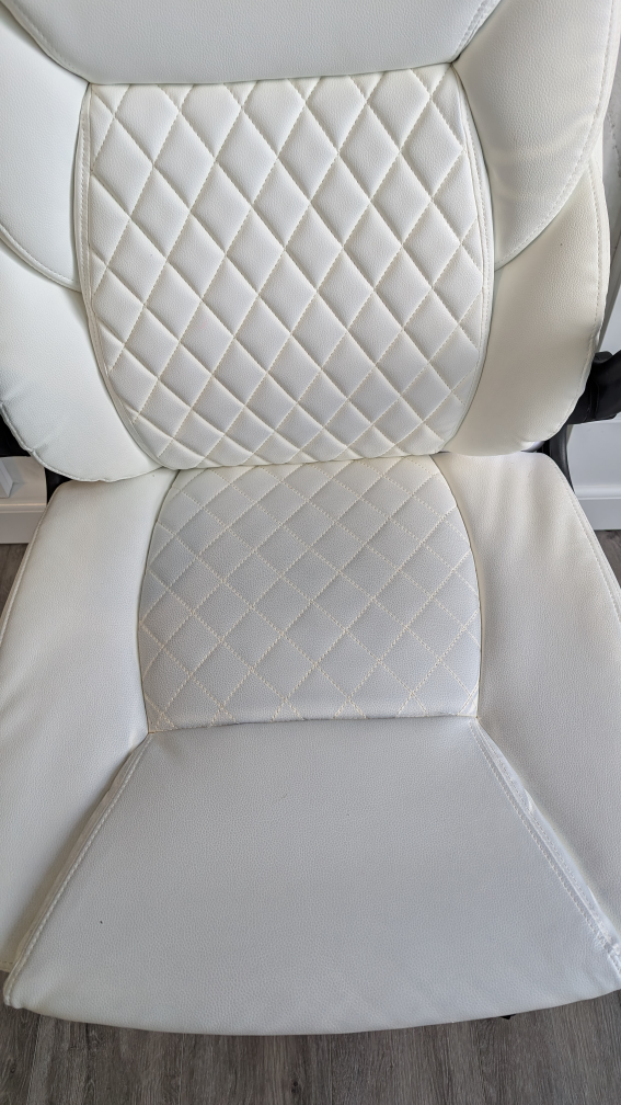 White Leather Office Chair with Armrests - photo 3